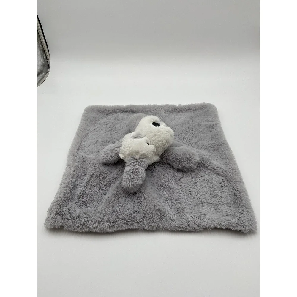 Oobles Dog Security Blanket Lovey Gray White Faux Fur Puppy Plush Snuggler 05801